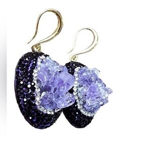 - Natural  handcrafted Raw Amethyst  Geode Earrings